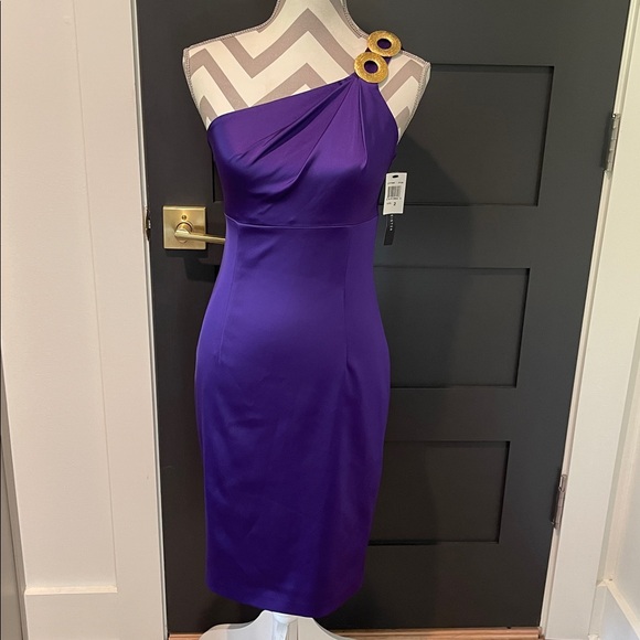 NWT David Meister Purple One-Shoulder Dress